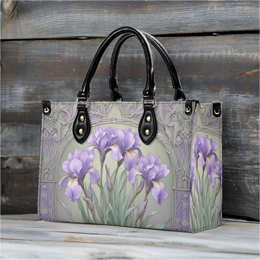 Ethereal Irises Crossbody Bag in Lavender Mist - Vegan Leather Floral Purse, Unique Gift for Women
