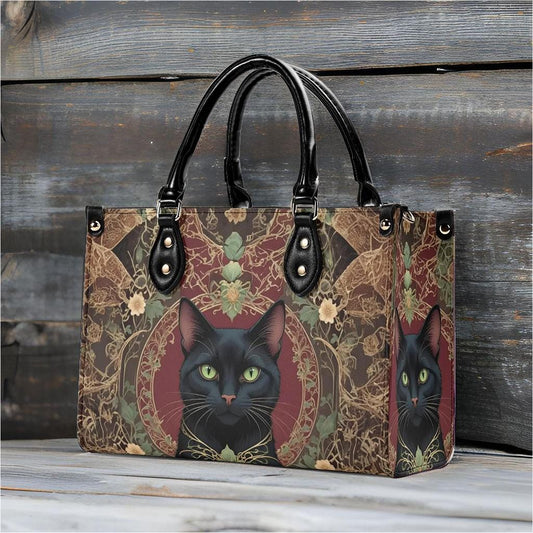 Elegant Black Cat Bag Cute Crossbody Bag Unique Purse Cute Purse, Luxury Bag Vegan Leather Bags Printed Designer Bag