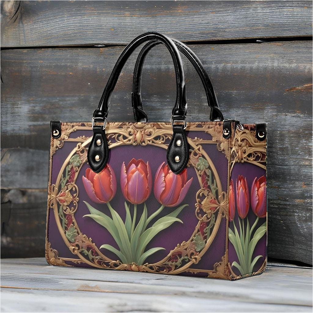 Tulips Bag Cute Crossbody Bag Unique Purse Cute Purse, Luxury Bag Vegan Leather Bags Printed Designer Bag