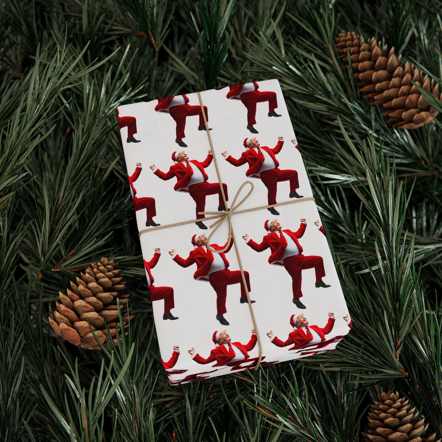 Christmas Trump Wrapping Papers, Dancing Trump MAGA, Festive Gift Wrap, Holiday Present Xmas Packaging, White elephant gift