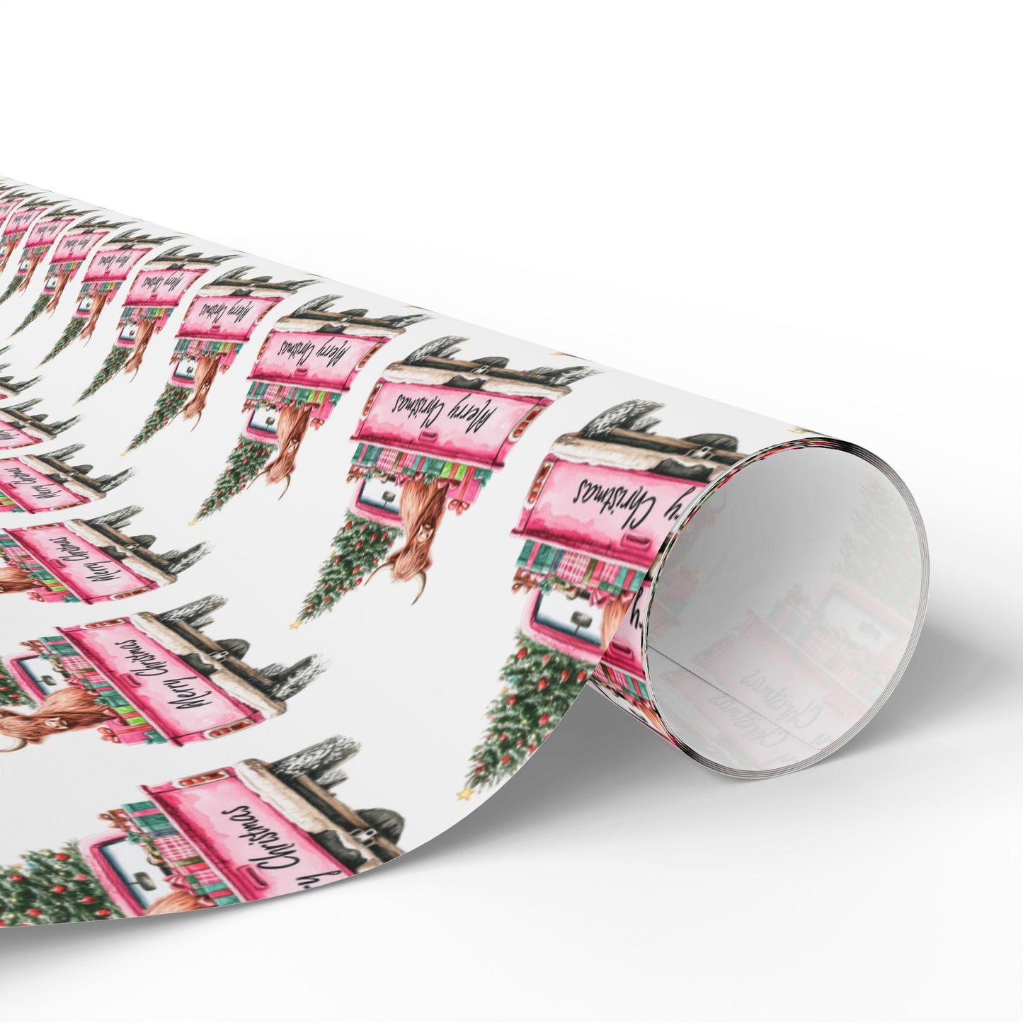 Christmas Wrapping Paper, Highland Cow Christmas Gift Wrap, Highland Cow, Cowgirl, Xmas Paper, Gift for Her, Floral Design, Boho Style