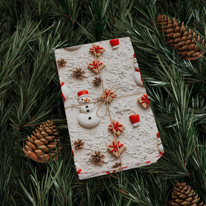 Christmas Snowman Wrapping Paper - Holiday Gift Wrap for Presents, Festive Gift Packaging, Xmas Wrapping Sheets, Winter Snowman Gift Wrap,