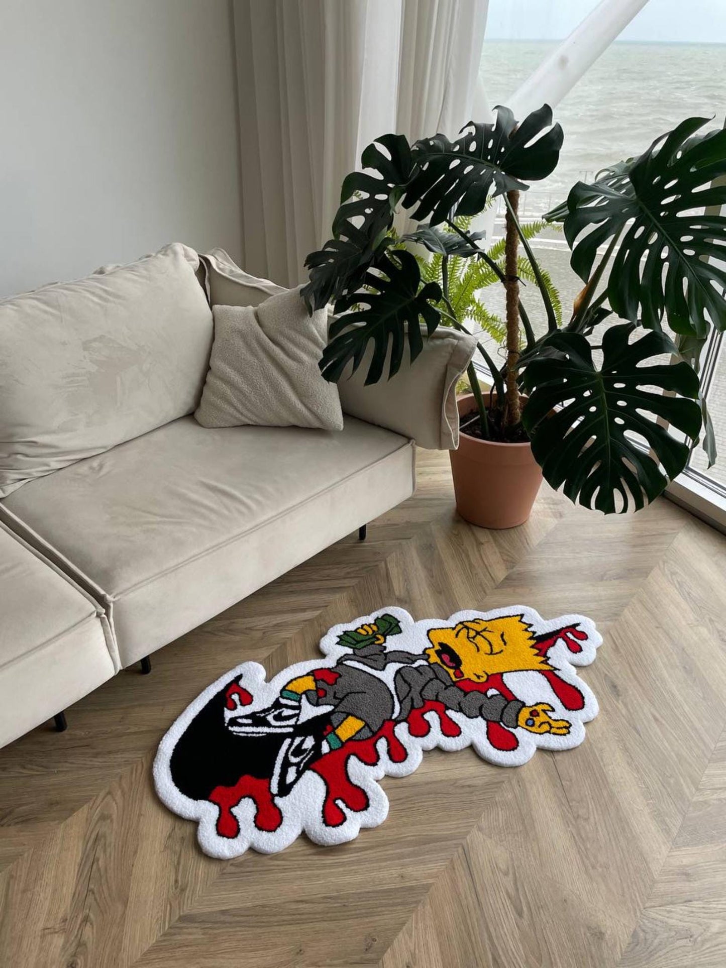 Handmade Bart Simpson Tufted Rug: Luxury Carpet Design