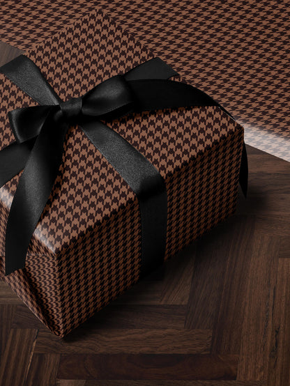 Brown Houndstooth Gift Wrap Birthday Wrapping Paper Idea  Baby Shower Gift Wrap Chic Wrapping Paper Roll Moody Christmas Gift Wrap Idea