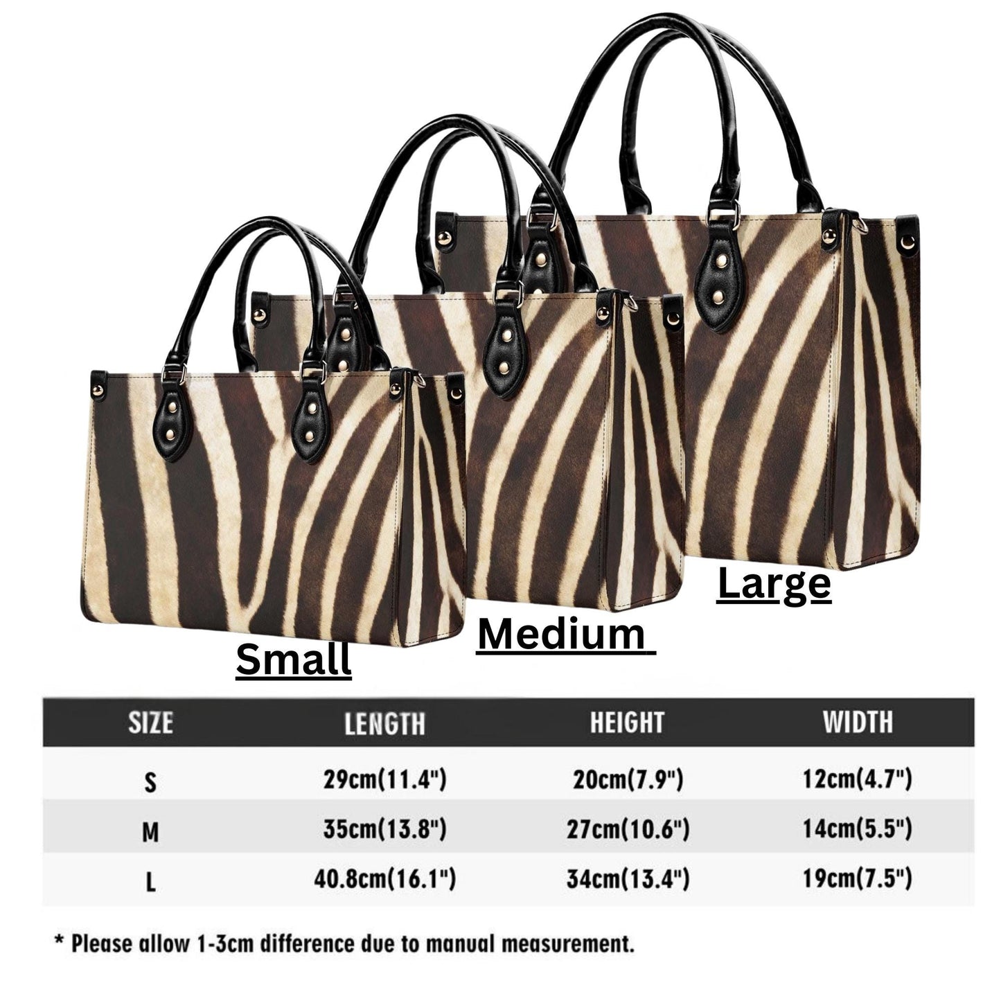 Zebra Safari Tote - Vegan Leather, Waterproof PU Leather Handbag, Top Handle Vegan Leather, Crossbody, Shoulder bag.