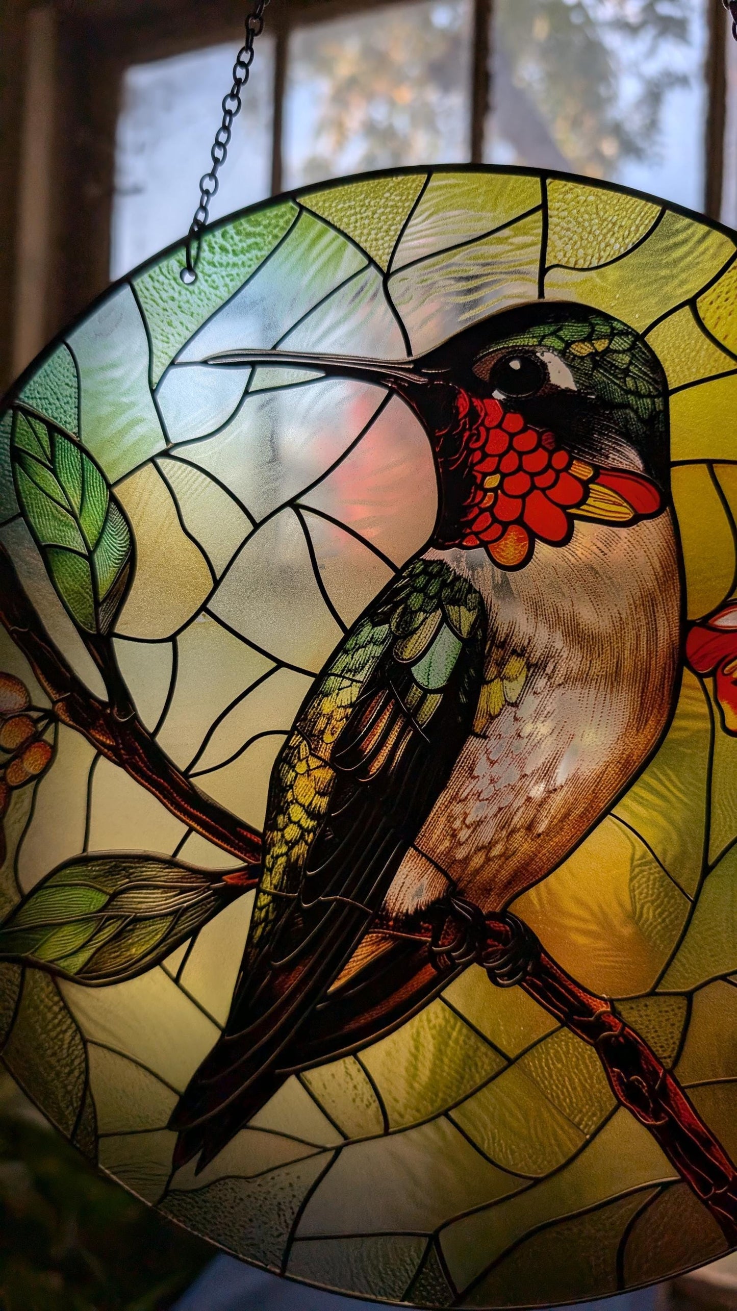 Hummingbird: Stained Glass Style Window Hanging
