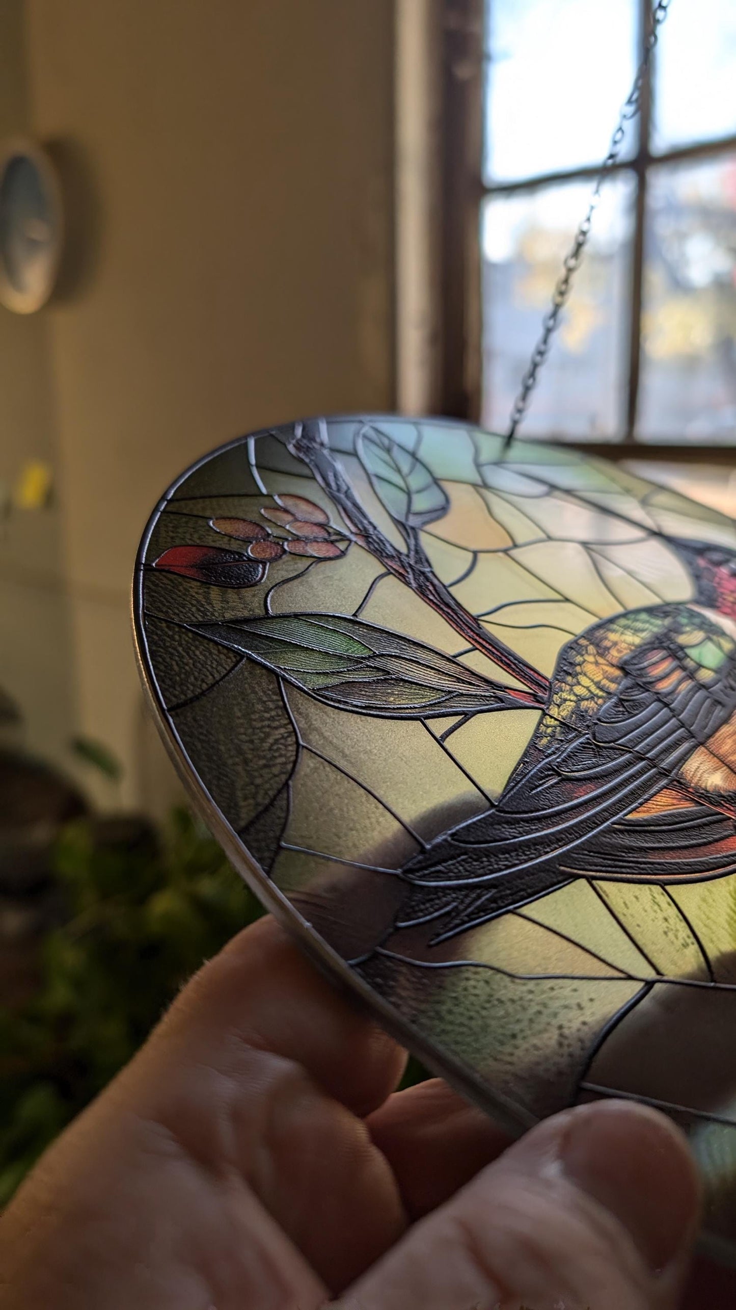 Hummingbird: Stained Glass Style Window Hanging