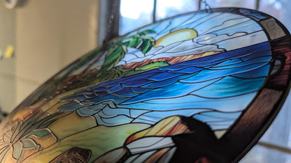 Tropical Beach: Stained Glass Style Window Hanging Made With Real Glass