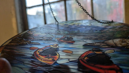 Lazy River Kayaking: Stained Glass Style Window Hanging