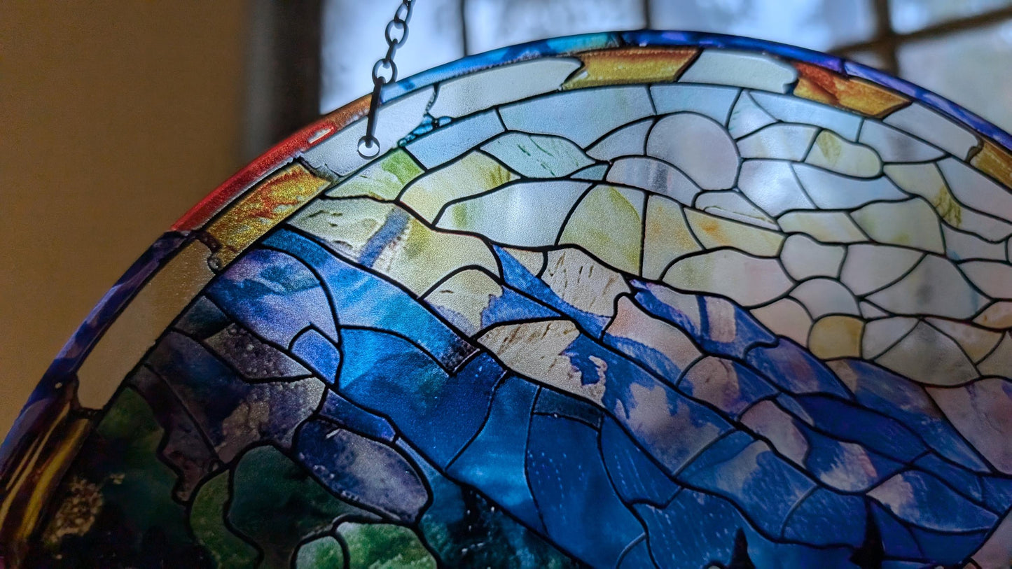 Lazy River Kayaking: Stained Glass Style Window Hanging