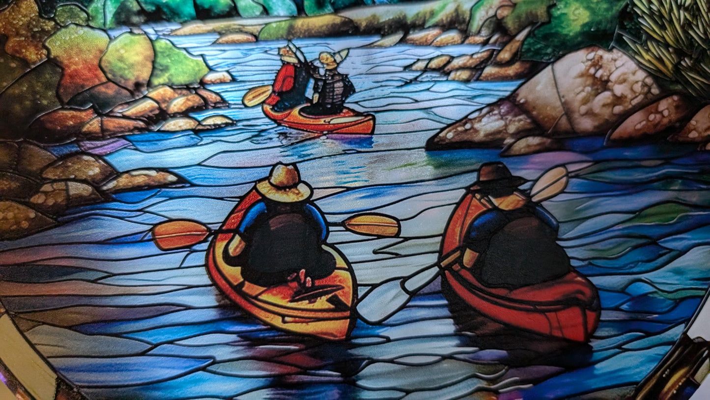 Lazy River Kayaking: Stained Glass Style Window Hanging
