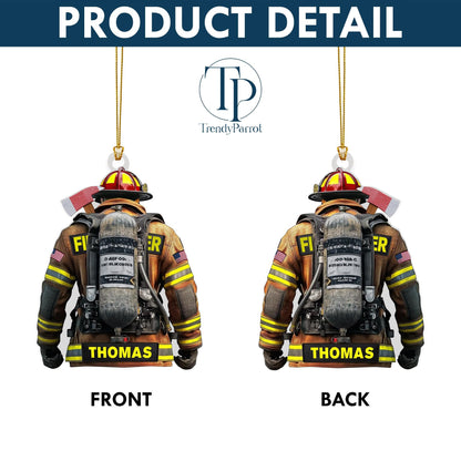 Firefighter Ornament, Firefighter Uniform 2D Acrylic Flat Ornament Not 3D, Firefighter Team Gift, Gift for Fireman Dad Papa Firefighter Gift
