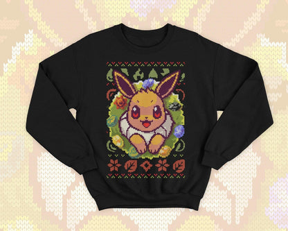 Eeveelution gamer Ugly Christmas - Cute and Kawaii sweatshirt gift - video game monster - Evolution stones - moon - sun - pixel art
