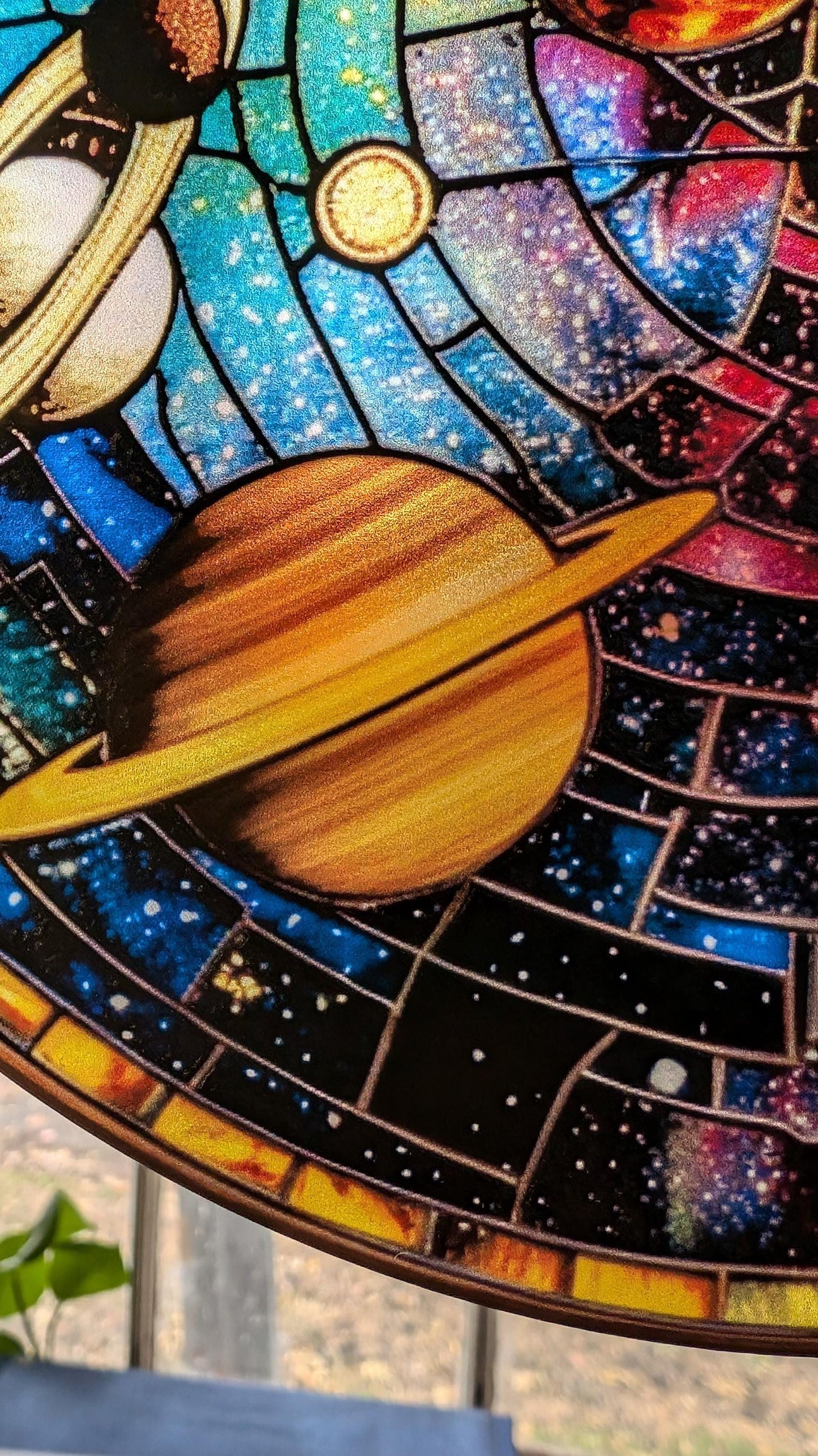 The Solar System: Stained Glass Style Window Hanging Made With Real Glass