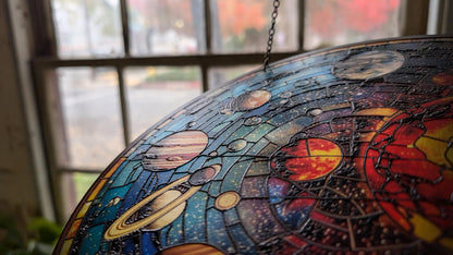 The Solar System: Stained Glass Style Window Hanging Made With Real Glass