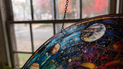 The Solar System: Stained Glass Style Window Hanging Made With Real Glass