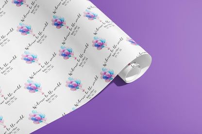 Personalised Baby Shower Gift Wrap, Wrapping Paper, Balloons, Your Name, Customised, Wedding, Party, Your Age, Anniversary, Recycle, Eco