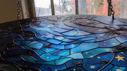 Starry Camp Fire: Stained Glass Style Window Hanging
