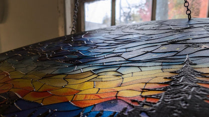 Starry Camp Fire: Stained Glass Style Window Hanging