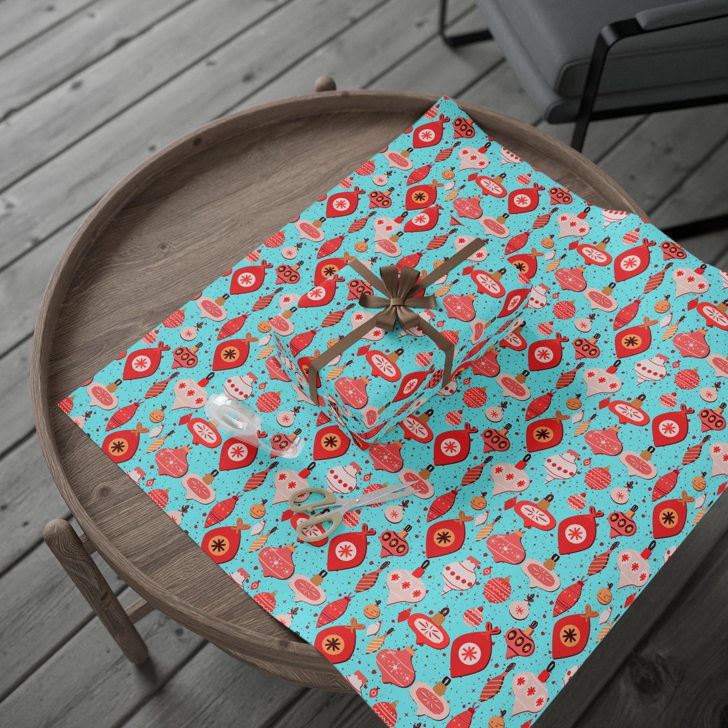 Blue Christmas Ornament Gift Wrapping Papers - Custom Holiday Gift Wrap -