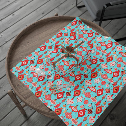 Blue Christmas Ornament Gift Wrapping Papers - Custom Holiday Gift Wrap -