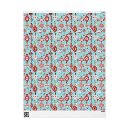 Blue Christmas Ornament Gift Wrapping Papers - Custom Holiday Gift Wrap -