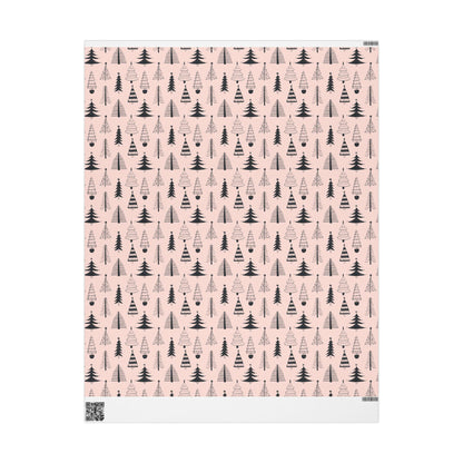 Pink Christmas Tree Gift Wrapping Papers - Custom Holiday Gift Wrap - Girls Gift Wrap