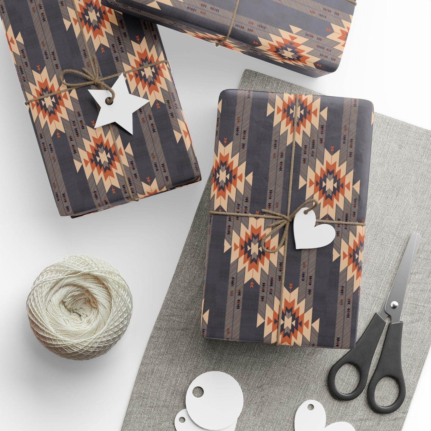 Vintage Western Gift Wrap Papers - Vintage Western Print Wrapping Paper - Unique Aztec Gift Paper