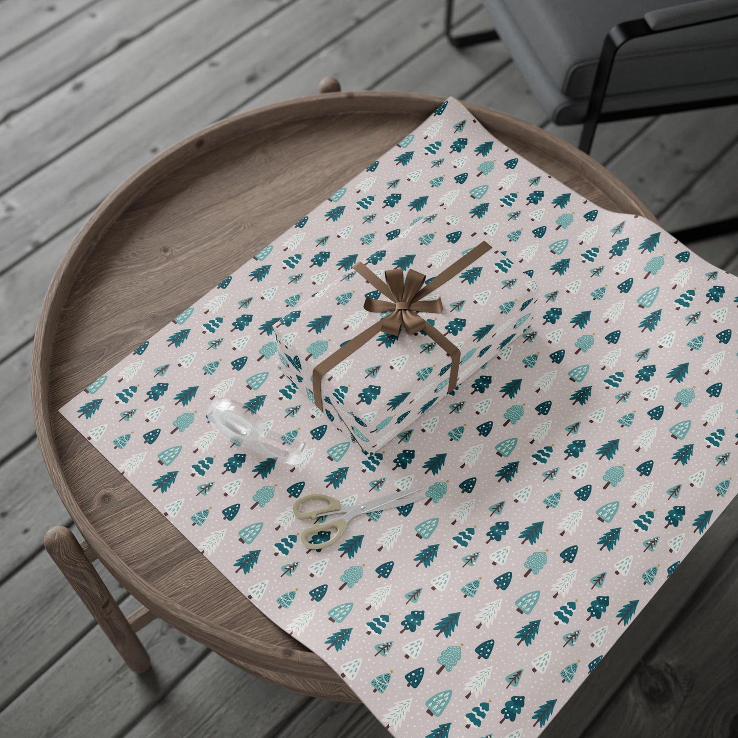 Tree Christmas Gift Wrapping Papers - Retro Christmas Gift wrap - Hand Drawn Classic Gift Wrap