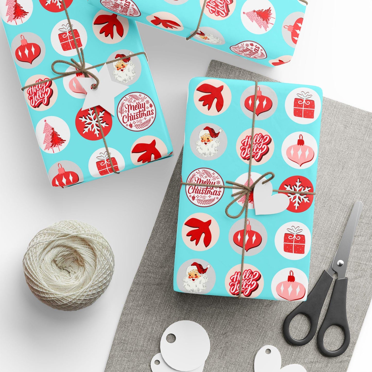 Vintage Christmas Gift Wrap Papers - Retro Christmas Gift wrapping - Nostalgic Santa Claus Wrapping paper