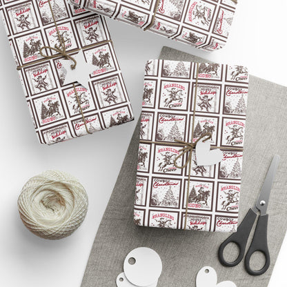 Vintage Western Holiday Gift Wrapping Papers - Cowboy Christmas Gift Wrap