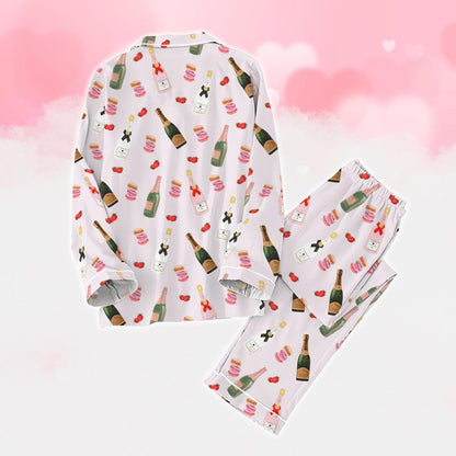 Champagne Wine Pajamas Set, Strawberry Holiday Pajamas, Macaron Cake Pajamas Women, Matching Family Pajamas, Soju Lover Shirt, Gift For