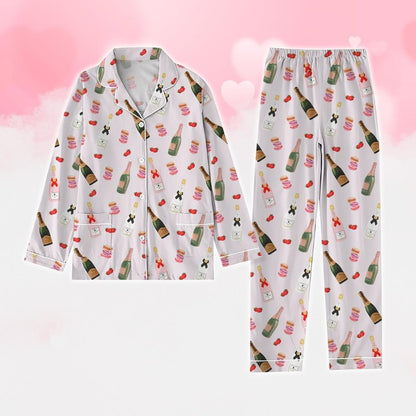 Champagne Wine Pajamas Set, Strawberry Holiday Pajamas, Macaron Cake Pajamas Women, Matching Family Pajamas, Soju Lover Shirt, Gift For