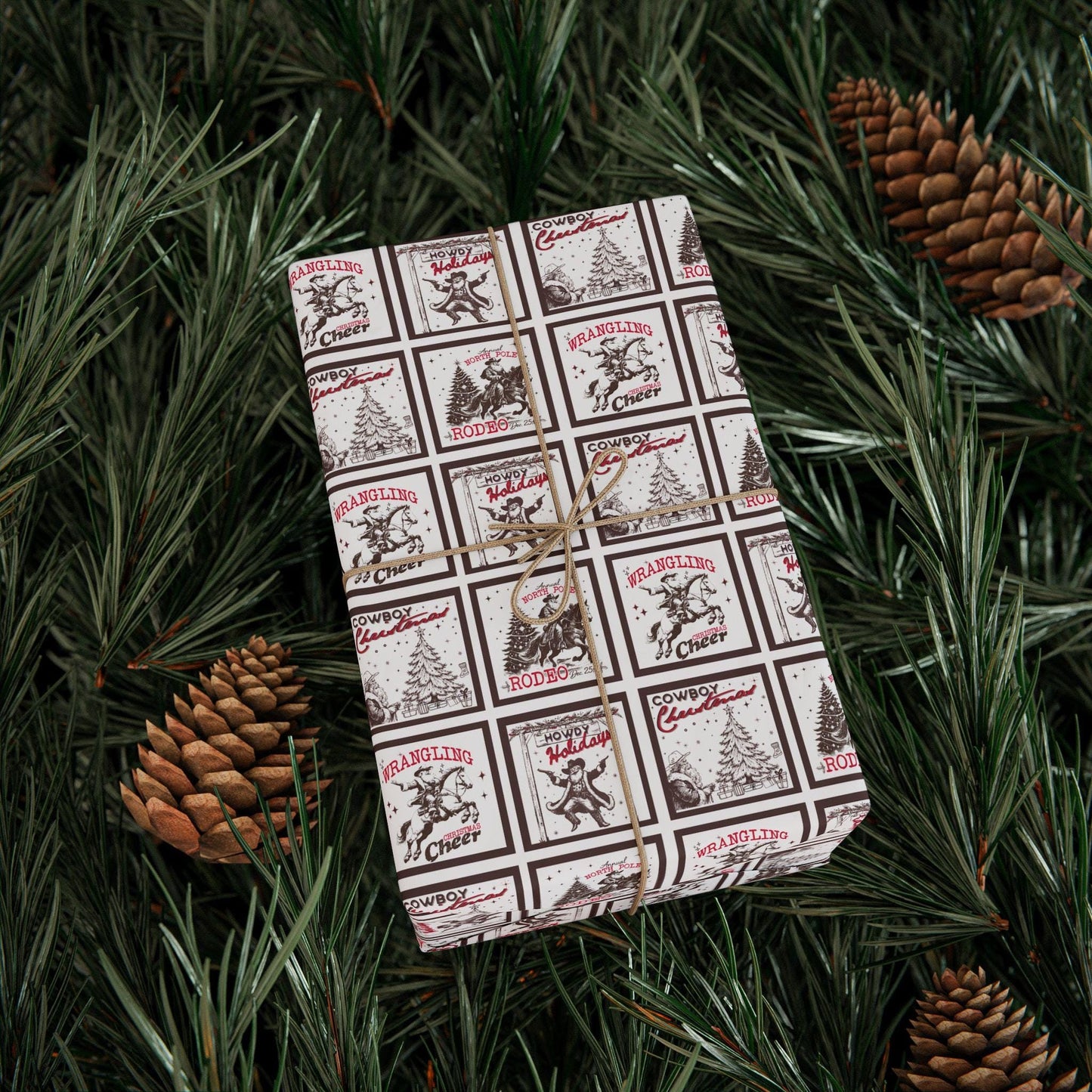 Vintage Western Holiday Gift Wrapping Papers - Cowboy Christmas Gift Wrap