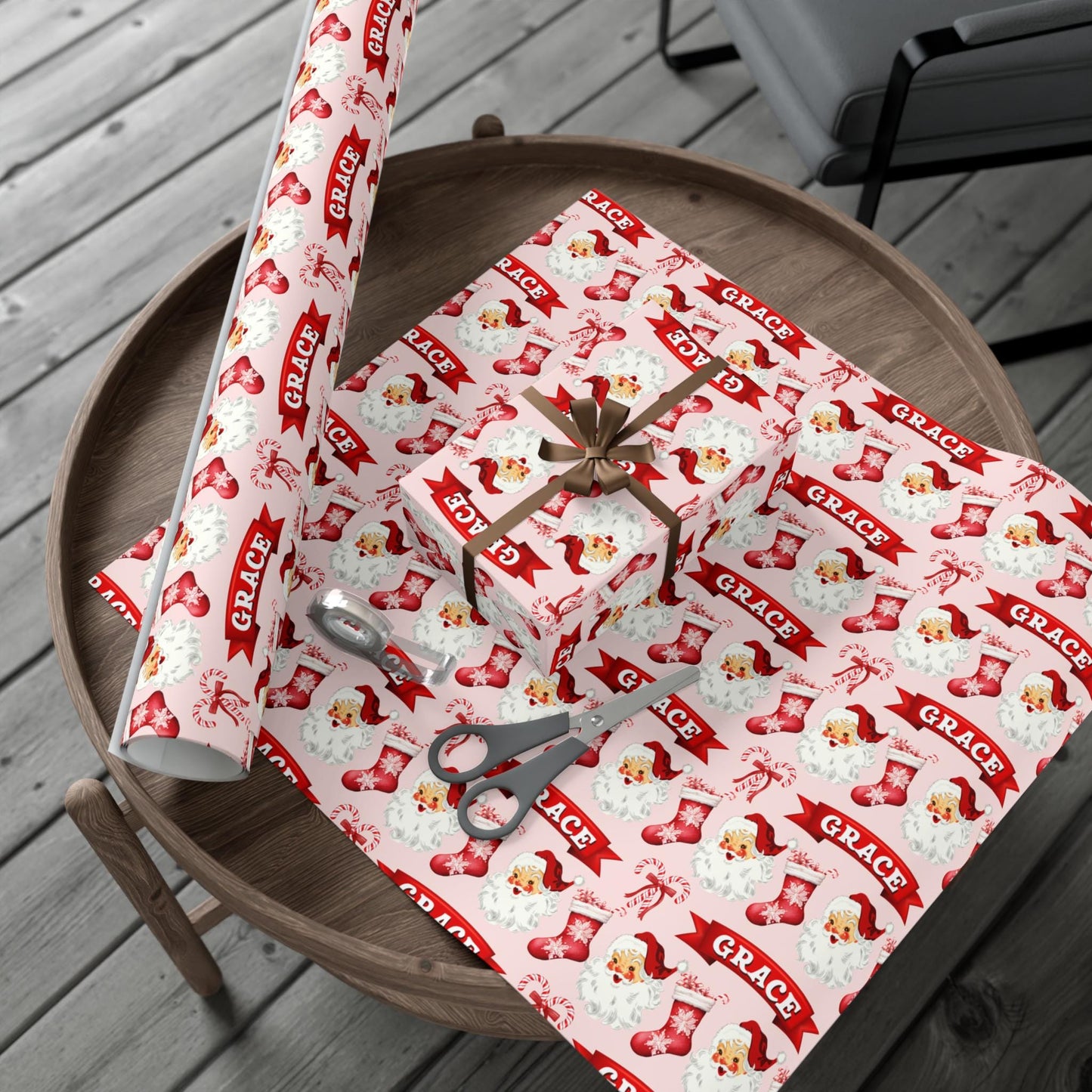 Kids Name Christmas Gift Wrapping - Childs Personalized Name  - Vintage Christmas Gift Wrapping- Kids Name Gift Wrap -Childrens Gift Idea