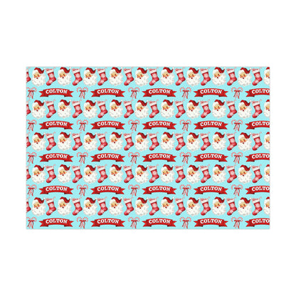 Kids Personalized Christmas Gift Wrapping - Childs Vintage Christmas -Boy Custom Gift Wrapping-Kids Name Gift Wrap -Childrens Gift Idea