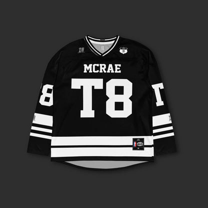 Unisex Streetwear Hockey Jersey: T8 Concert Outfit Black and White