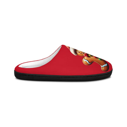 Women's Slippers Christmas Giftfor Her Red HouseSlipper with GingerbreadMan Design Holiday Indoor Shoes Cozy Footwear Santa Hat Slipper