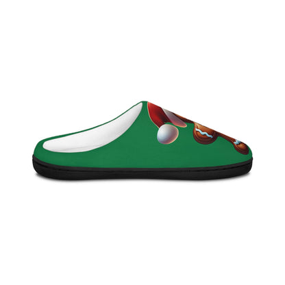 Christmas GingerbreadMan Green Women's Indoor Slippers FestiveHoliday Red SantaHat Design Comfy HouseShoes Gift-Christmas-giftful CozyGift