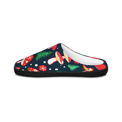 Christmas Slippers ForMen Red Mushroom ChristmasTree Snowflake Winter Indoor House Shoes Men's Home Footwear Holiday Cozy Gifte ForHim