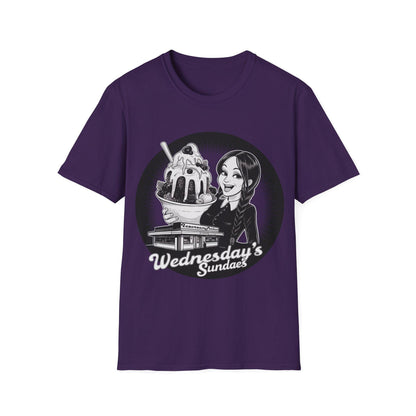 Retro icecream vendor T-shirt, ideal gift for Wednesdays child, Americana design style, cool monochrome image, birthday gift for Wednesdays