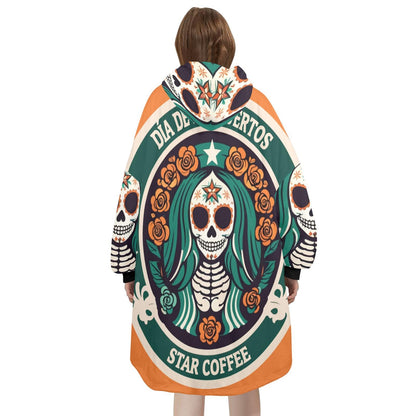 Day of the Dead Blanket Hoodie Coffee personalized blankets hoodie Chicano Día De Los Muertos Blanket day of the dead Blanket