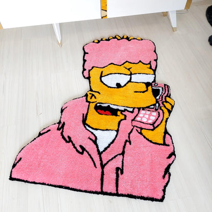 Bart Tufted, Simpsons Rug, Movie Rug, Pink Rug, Cartoon Character Rug, Custom Rug, Handmade Rug, Tufted Rug,Area Rug,Gift For Her,Home Decor