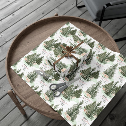 Personalized Christmas Tree Gift Wrapping Papers - Family Name Christmas Gift wrap - Classic Last Name Gift Wrap - Simple Gift Wrap