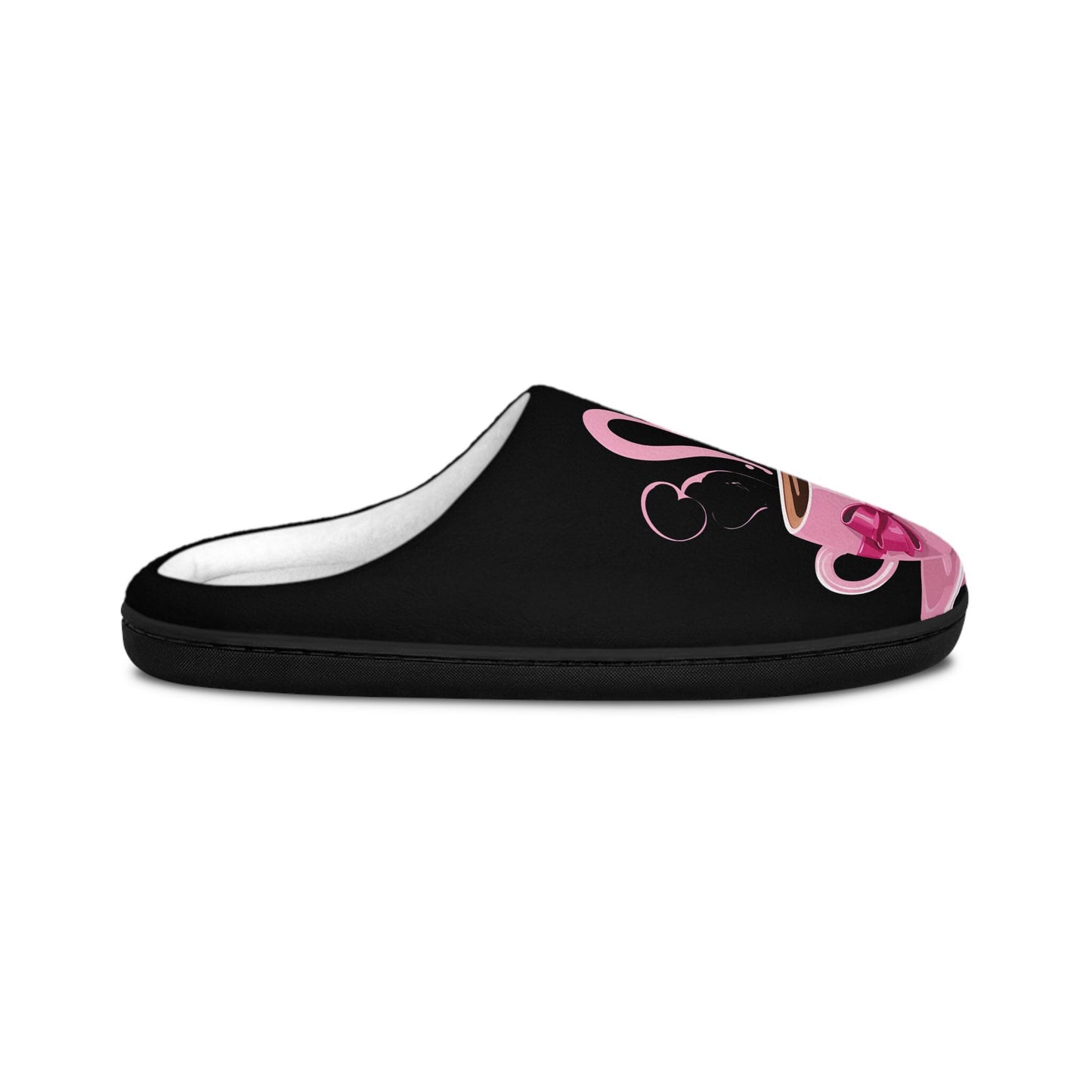 Coquette Women Slippers Black Pink Coffee Cup with Pink Bow Ribbon and Heart Women's Slipper Gift House Shoes Cozy Slip-ons Bedroom Slides