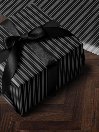 Gothic Gift Wrap Black Stripe Wrapping Paper Elegant Gift Wrap Classic Wrapping Paper Holiday Gift Wrap Chic Wrapping Paper Birthday Gift