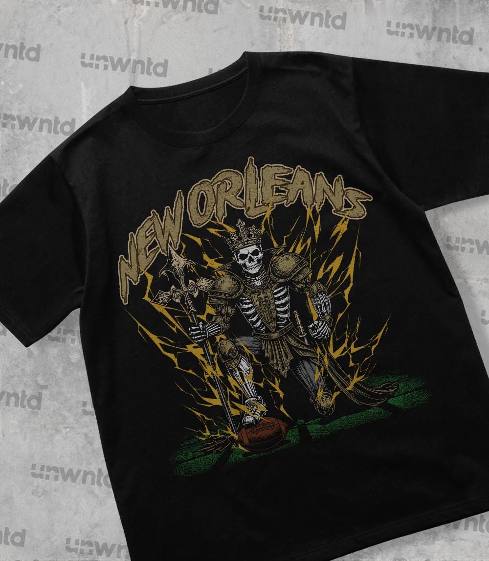 New Orleans Football Shirt - Graphic Tees - Skeleton Shirt - Merch Tee - Gift Shirt - Bootleg Shirt - Skeleton Football Shirt - Saints