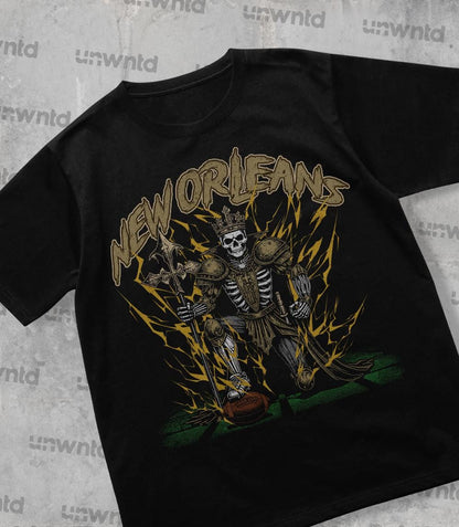 New Orleans Football Shirt - Graphic Tees - Skeleton Shirt - Merch Tee - Gift Shirt - Bootleg Shirt - Skeleton Football Shirt - Saints