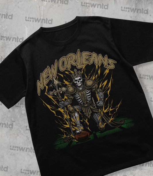 New Orleans Football Shirt - Graphic Tees - Skeleton Shirt - Merch Tee - Gift Shirt - Bootleg Shirt - Skeleton Football Shirt - Saints