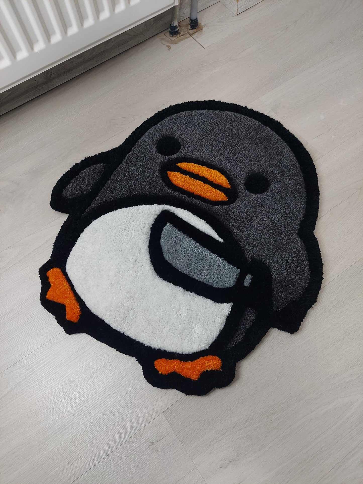 Cute Tufted Chick Rug with Knife Design – Fun and Unique Handmade Floor Mat, Cartoon chick Bath Mat, Funny Kawaii Decor, Gift for chick Love